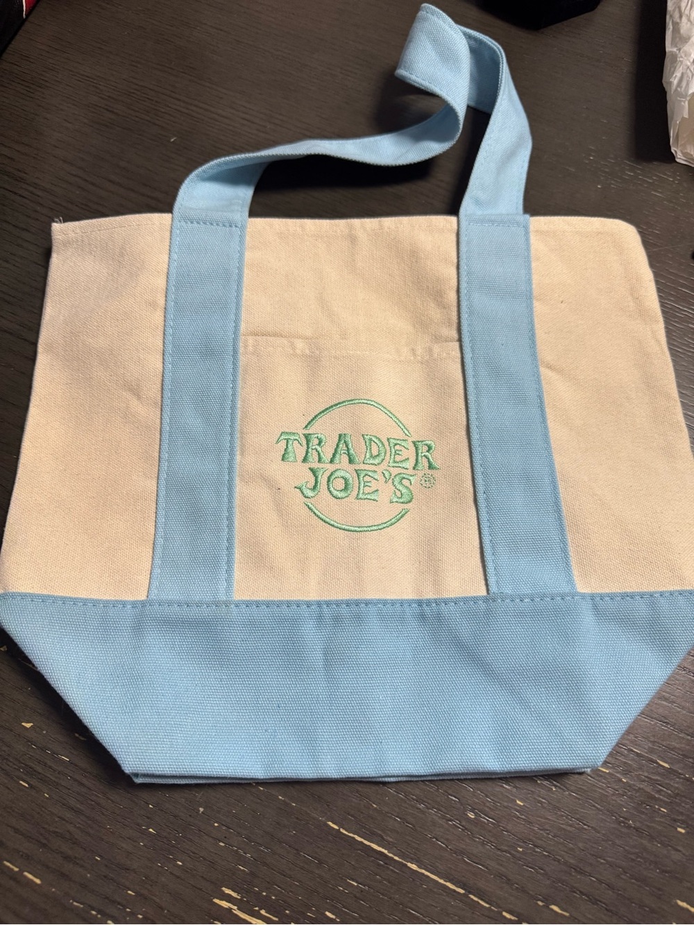 Trader Joe’s Beige & Light Blue Canvas Tote Bag